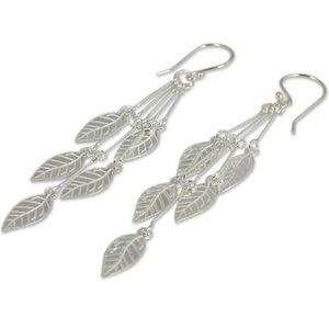 NOVICA Handmade .925 Sterling Silver Dangle Earrings  'Leaf Chimes' NWOT